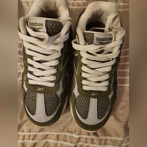 Reebok Olive and White Retro Runner Sneakers